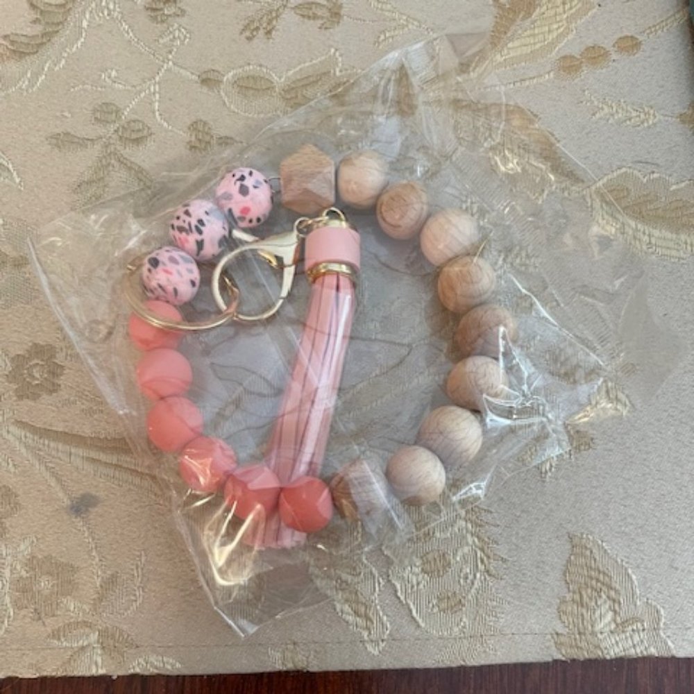 NEW PINK/LEOPARD TASSEL KEYCHAIN